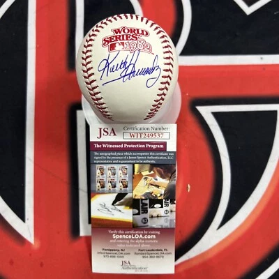 Keith Hernandez Cardinals Signed 1982 World Series Logo Baseball Autographed JSA - Image 1 of 4