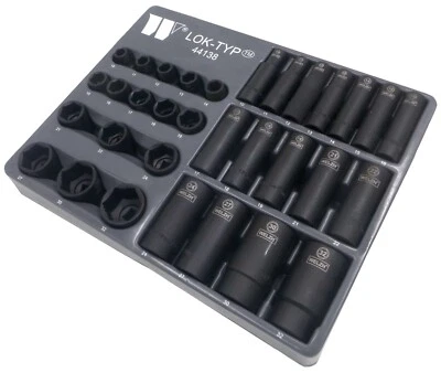 Welzh Werkzeug 1/2"Dr Deep & Shallow Impact Socket Set Lok Typ 10-32mm 44138-WW - Image 1 of 4
