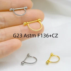 10PCS G23 Titanium CZ Labret Lip Chin Bar Monroe Ear Helix Tragus 16G Shine - Picture 1 of 14