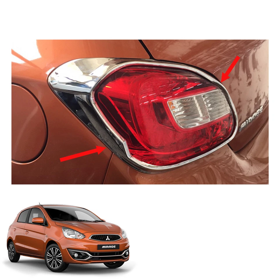 Tail Lamp Light Cover Chrome Trim 2 Pc For Mitsubishi Space Star Mirage 2016 17 - Image 1 of 3