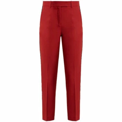 RACIL Red Wool, Side Stripe, Straight Leg, Cropped Tailored Trousers UK8 EU36 - Image 1 of 4