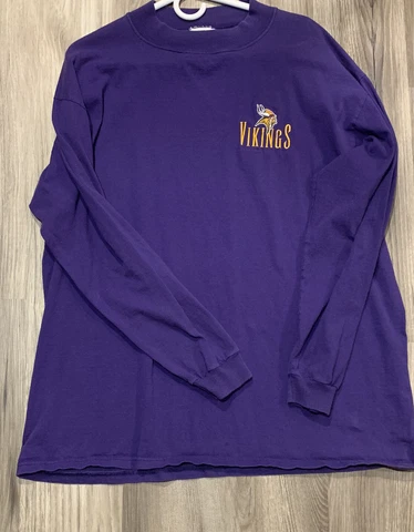 Vintage CSA Minnesota Vikings NFL Long Sleeve T-Shirt Size XL Purple Cover