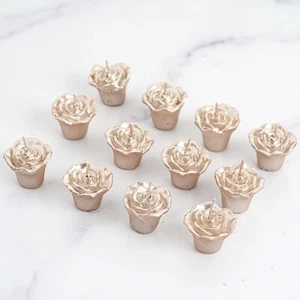 12 ROSE GOLD Mini Roses Floating CANDLES Party Wedding Centerpieces Supplies - Picture 1 of 6