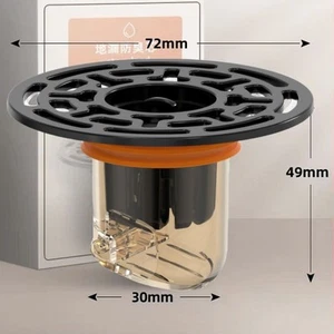 Preventor de reflujo de drenaje de piso de ducha ABS para cocina (negro claro naranja) 2 piezas - Imagen 1 de 7