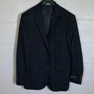 Brooks Brothers Men's Classic-Fit Wool plaid Sport Coat, Blue/green 38R $450 - Image 1 of 4