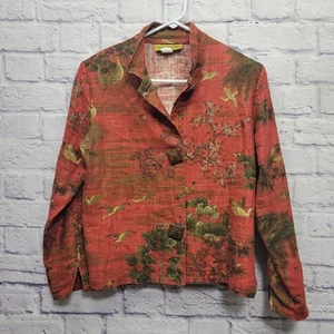 Chaqueta tapiz pony pintada vintage talla XS mezcla de lino asiático botones cuadrados - Imagen 1 de 9