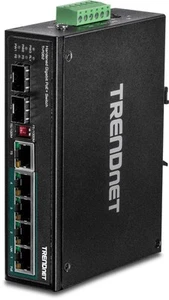 TRENDnet TI-PG62 6-Port-gehärteter industrieller Gigabit-PoE + -Din-Rail-Switch, - Afbeelding 1 van 10