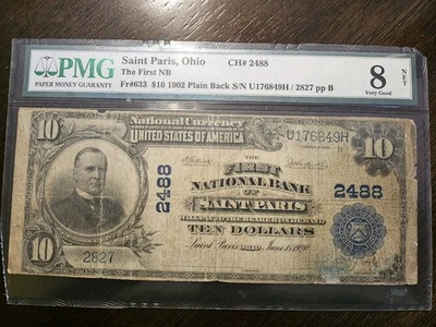 1902 $10 National Bank Note Saint Paris - Image 1 of 2