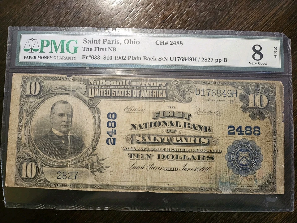 1902 $10 National Bank Note Saint Paris - Image 1 of 2