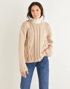 10223 Damen Aran Struktur Pullover Strickmuster Strickpapier Hardcopy Original - Bild 1 von 1