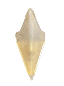 Vintage Art Deco Style Slip Shade Triangle Glass Brass Wall Light Sconce - Picture 1 of 7