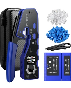 Crimp Tool Set - 3-in-1 RJ45 Crimping Tool Kit with 50 PCS CAT6 - Picture 1 of 9