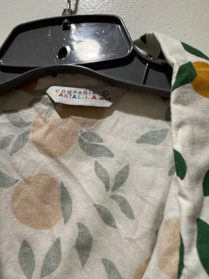 Women’s Modcloth X Compania Fantastica Orange Print Button Down, Size L - Image 1 of 4