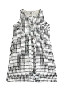 Vestido recto J Crew sin mangas tweed botón delantero talla 10 blanco/negro- nuevo con etiquetas - Imagen 1 de 7