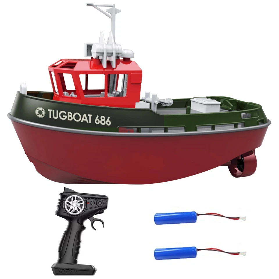 Мини радиоуправляемая лодка, 1/72 радиоуправляемый буксир с пультом дистанционного управления 2,4 ГГц и 2 батареями для бассейнов озер - Изображение 1 из 1
