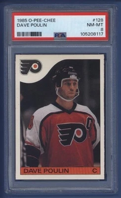 1985-86 OPC #128 DAVE POULIN PSA 8 NM-MT Philadelphia Flyers - Image 1 of 3
