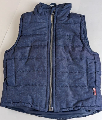 Chaleco acolchado azul marino inglés lavandería 24 meses niño cierre cremallera bolsillos Foto 1 de 4