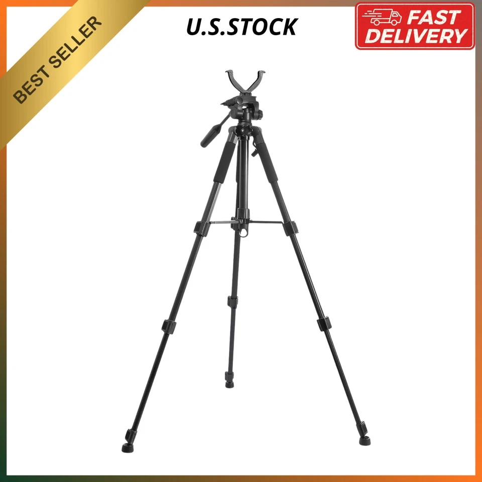Adjustable lightweight rifle tripod for hunting, shooting, and outdoor use. - Image 1 of 4