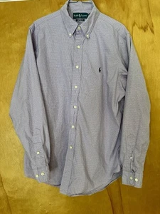 Ralph Lauren camicia uomo media bianca e viola blu a quadri vestibilità classica 16,5 - Foto 1 di 4