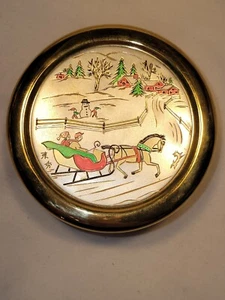 Jamestown China Chokin Covered Trinket Box 1987 Christmas Theme Sleigh Ride 24kt - Picture 1 of 7