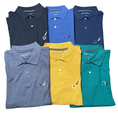 NWT Nautica Mens Classic Fit Solid Mesh Cotton Blend Long Sleeve Deck Polo Shirt - Image 1 of 4