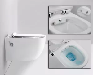 Wand WC Taharet + Armatur Softclose Sitz Dusch-WC Toilette Hänge Bidet-Funktion - Bild 1 von 12
