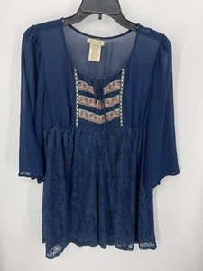Flying Tomato Top Damen Medium Azteken bestickt Empire Taille fließend Boho - Bild 1 von 7