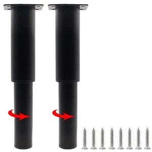 Adjustable Furniture Legs 10-16.5 Inch Black Heavy Duty Replacement 2 PCS - Picture 1 of 7