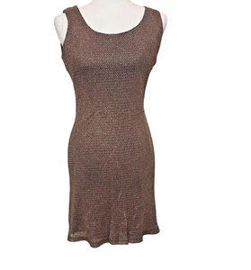 Vintage Y2K Jessica Howard Gold Mesh net Dress size medium bodycon petite - Picture 1 of 6