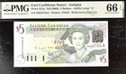 East Caribbean States Antigua $5 Pick# 42Aa ND(2003) PMG 66 EPQ Gem Unc Banknote