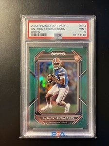 PSA 9 Anthony Richardson Rookie Panini Prizm Draft Picks Green No. 104 2023