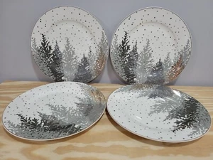 Grace Teaware Black Grey Tree 11" Dinner Plate - Set of 4 - Picture 1 of 6