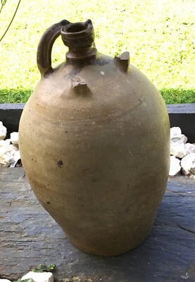 ANCIENNE BONBONNE EN GRÈS VERNISSÉ DU LIMOUSIN OLD CARBOY GLASBALLON DAMIGIANA   - Photo 1/4
