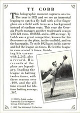 1992 Whitehall Insert Card #NNO Ty Cobb/Babe Ruth Tigers/Yankees  C20469 