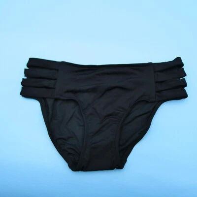Seafolly Australia EE. UU. 6 Correas Recortadas Negras Brasileñas Natación Bikini Parte Inferior Playa Foto 1 de 4