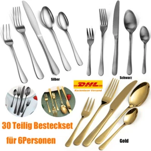 30 Teilig Besteckset für 6 Personen Besteck Tafelbesteck Essbesteck Edelstahl DE - Bild 1 von 13