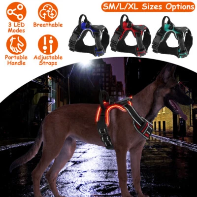 4 Size Light Up Dog Harness Adjustable Straps Vest Reflective for Night Walking - Image 1 of 4