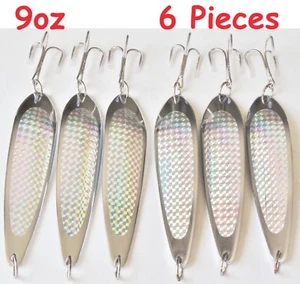 9oz Casting Cucharas de cocodrilo 6 piezas de cromo / plata señuelos de pesca de agua salada - Imagen 1 de 2