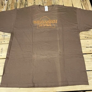 Vtg Y2K New Old Stock Geologist Rock Brown Graphic T-Shirt Men's 2XL - Picture 1 of 6