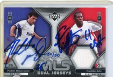 2005 UPPER DECK MLS DUAL JERSEYS AUTO PABLO MASTROENI FREDDY ADU RARE RAPIDS   !