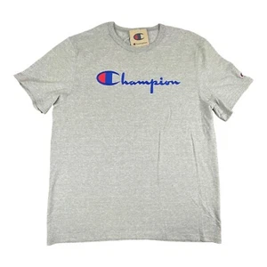 Champion Heritage Tee Oxford Gray Mens Large Embroidered Spellout NWT - Picture 1 of 9