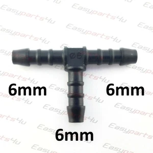 Pièce en T 6 mm Raccord Tuyau Connecteur en plastique fer barbelé - Bild 1 von 3