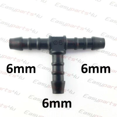 EASYPARTS4U Pièce en T 6 mm Raccord Tuyau Connecteur en plastique fer barbelé