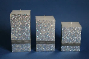 Vanille & Silber Folie Stumpen Kerze handgefertigt in 3 verschiedenen Größe - Picture 1 of 5