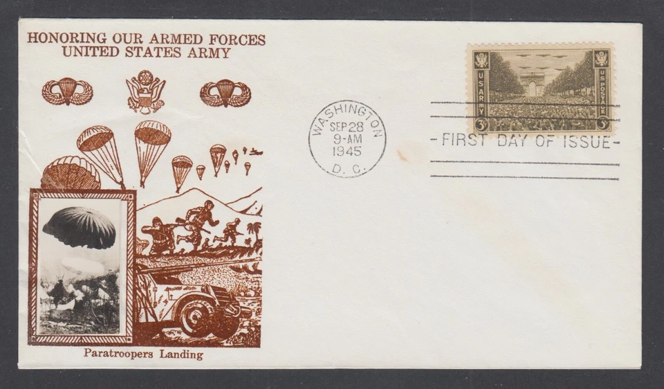 US Planty 934-46 FDC. 1945 3c Army, Crosby Photo cachet, unaddressed - Image 1 of 1