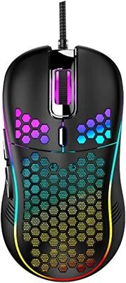 Honeycomb Wired Gaming Mouse, RGB Backlight and 7200 Adjustable DPI, Ergonomic a - Image 1 of 4