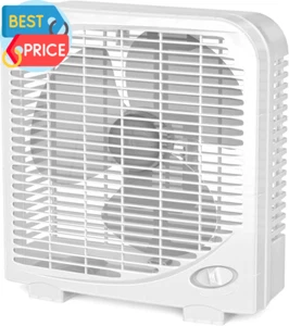 10" Tabletop Box Fan for Bedroom, 2 Speeds, Quiet Table Fan with Strong Airflow, - Picture 1 of 12