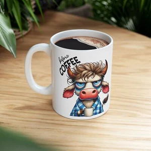 Funny Coffee Mug Print cartoon Sarcastic Dad Ox Cow Before/After |11oz / 15oz - Picture 1 of 15
