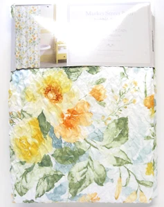 Tenda doccia Market Street bagno tessuto puckered floreale giallo verde Mellon - Foto 1 di 1