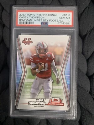 2023 Topps International Card Day Casey Thompson Bowman U PSA 10 Pop 1 Nebraska - Image 1 of 4